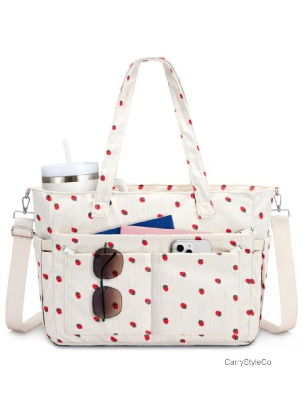 Corduroy Tote Bag for Women 19 Pockets Laptop Work Travel